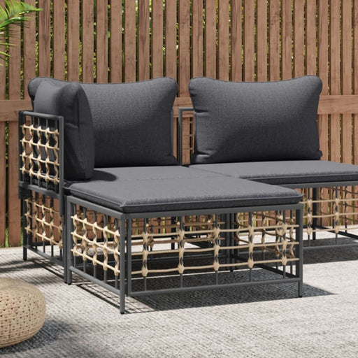 Garden Footstool with Dark Grey Cushion Poly Rattan Tlaotl
