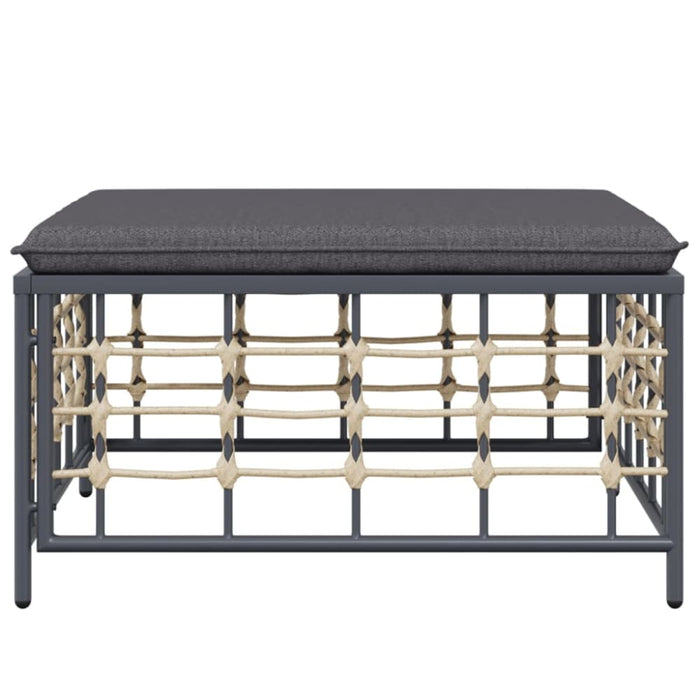 Garden Footstool with Dark Grey Cushion Poly Rattan Tlaotl