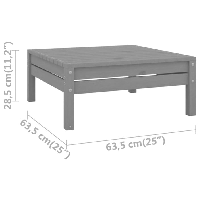 Garden Footstool Grey Solid Pinewood Nblpik