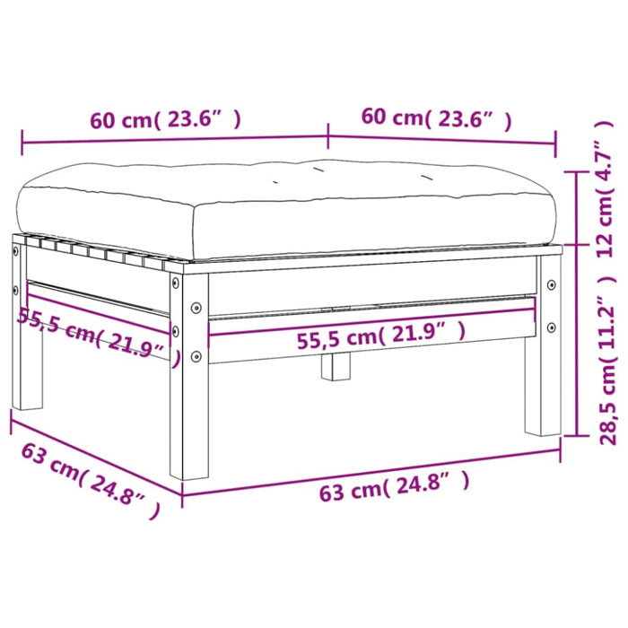 Garden Footstools with Cushions 2 Pcs Solid Wood Douglas
