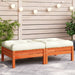 Garden Footstools with Cushions 2 Pcs Wax Brown Solid Wood