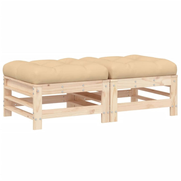 Garden Footstools with Cushions 2pcs Solid Wood Pine Nxplkp