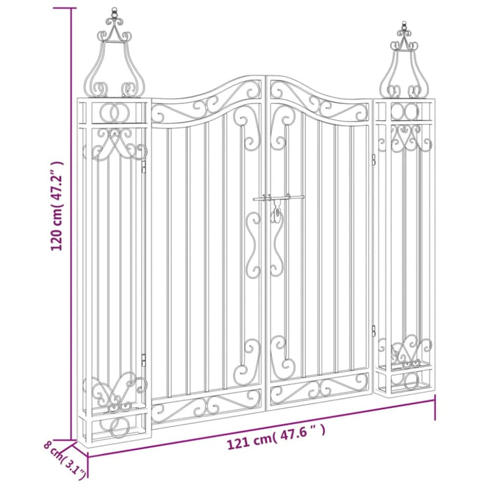 Garden Gate Black 121x8x120 Cm Wrought Iron Tltato