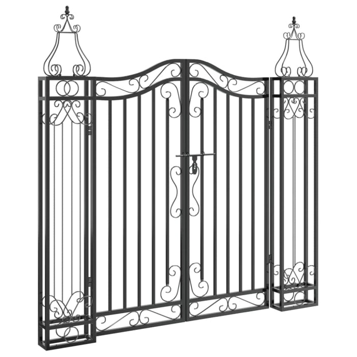 Garden Gate Black 121x8x120 Cm Wrought Iron Tltato