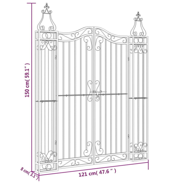 Garden Gate Black 121x8x150 Cm Wrought Iron Tltatx