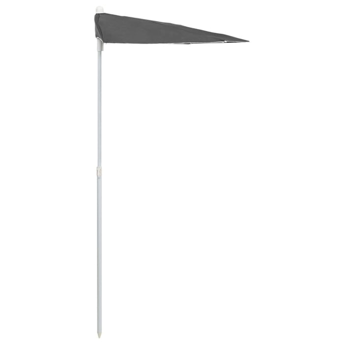 Garden Half Parasol With Pole 180x90 Cm Anthracite Topplo
