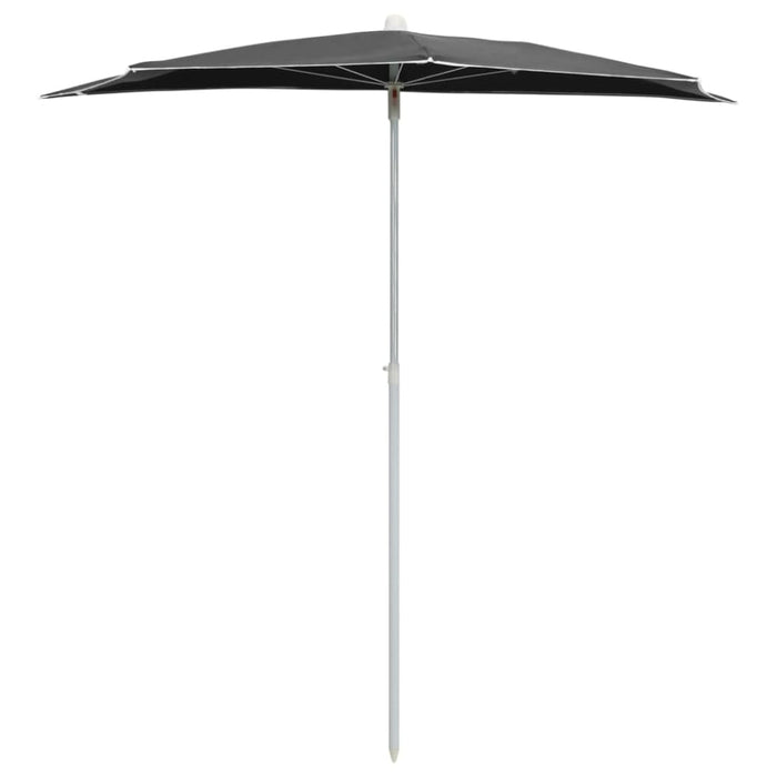 Garden Half Parasol With Pole 180x90 Cm Anthracite Topplo