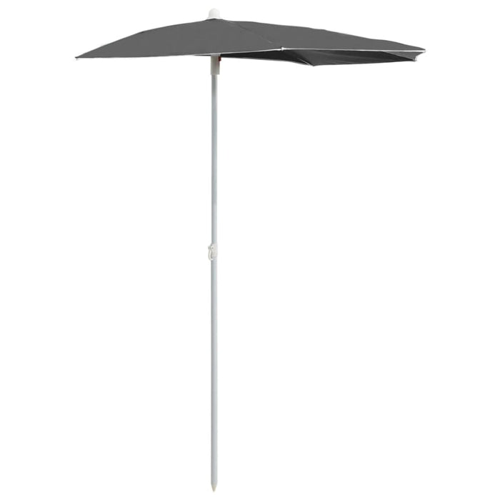 Garden Half Parasol With Pole 180x90 Cm Anthracite Topplo