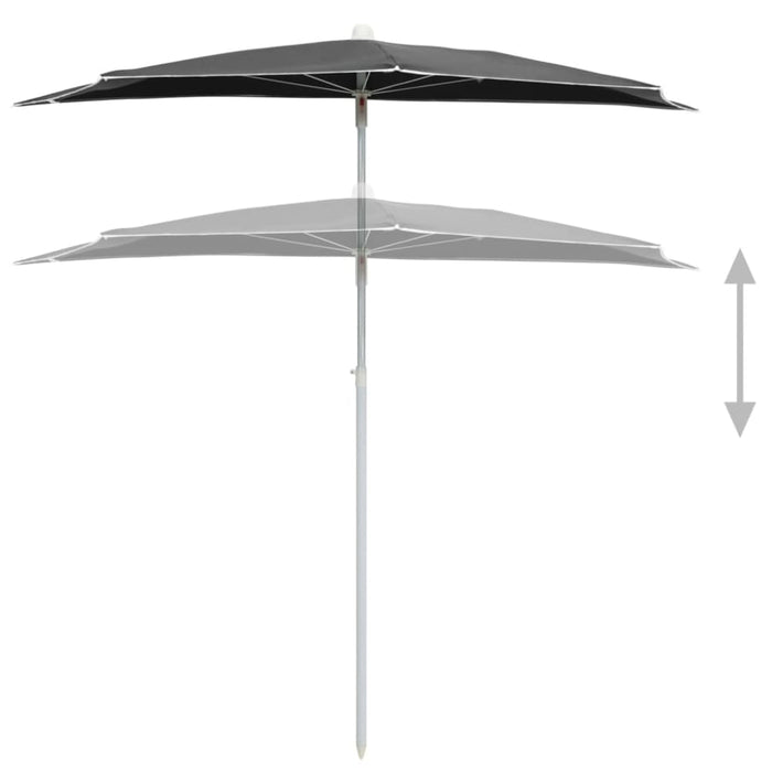 Garden Half Parasol With Pole 180x90 Cm Anthracite Topplo