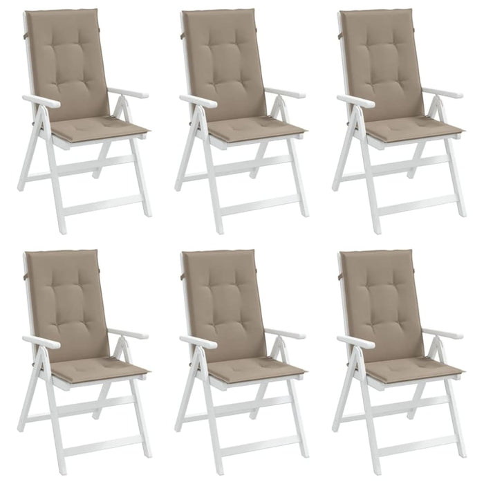 Garden Highback Chair Cushions 6 Pcs Taupe 120x50x3 Cm