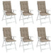Garden Highback Chair Cushions 6 Pcs Taupe 120x50x3 Cm