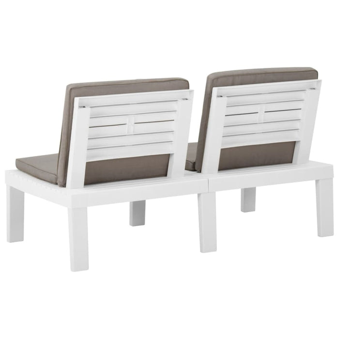 Garden Lounge Benches with Cushions 2 Pcs Plastic White