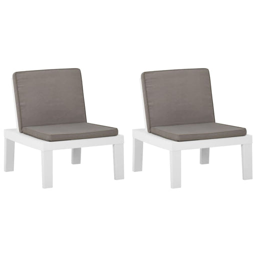 Garden Lounge Chairs with Cushions 2 Pcs Plastic White