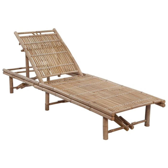 Garden Sun Lounger With Cushion Bamboo (313022+314215)