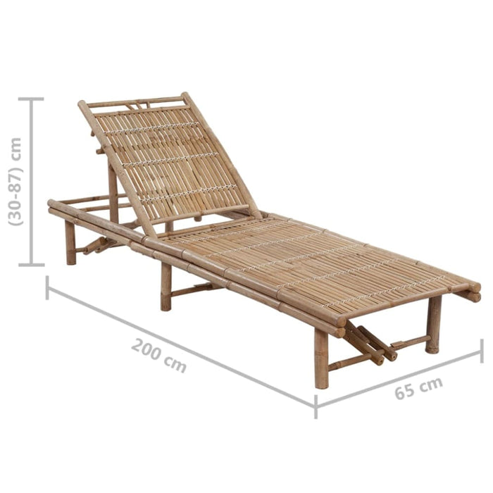 Garden Sun Lounger With Cushion Bamboo (313022+314215)