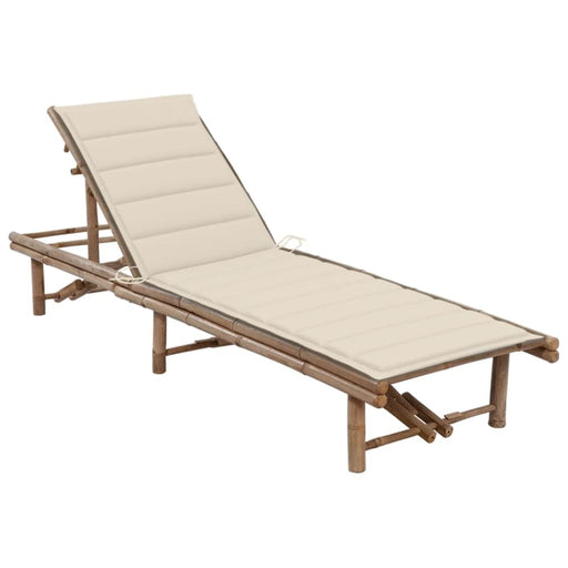 Garden Sun Lounger With Cushion Bamboo Tblolta