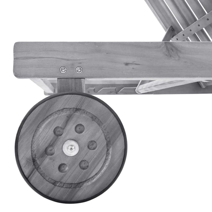 Garden Sun Lounger With Cushion Grey Solid Acacia Wood