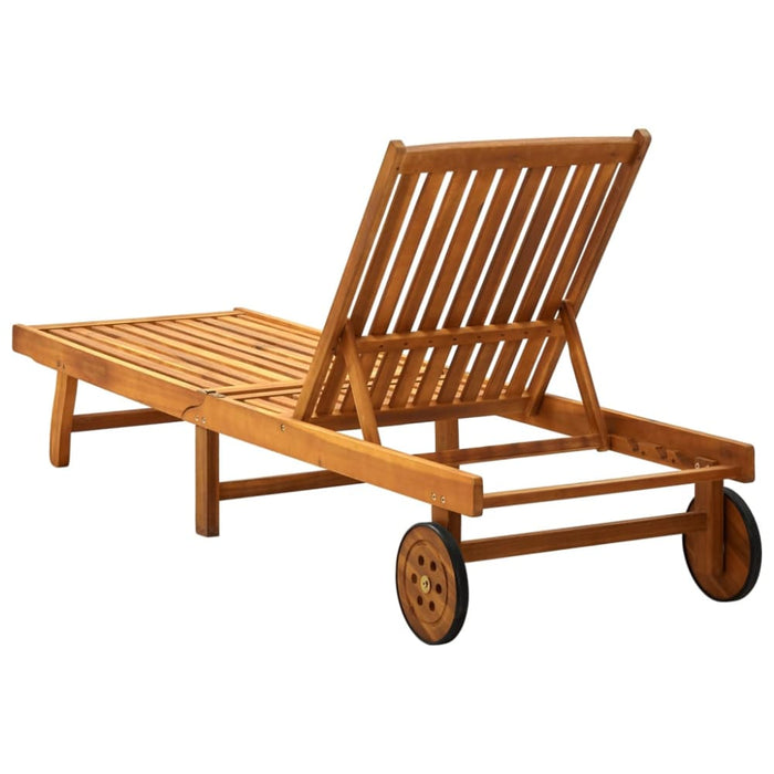 Garden Sun Lounger With Cushion Solid Acacia Wood Tblotaa