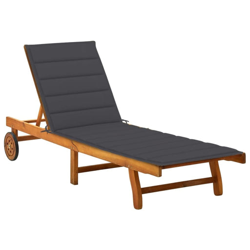 Garden Sun Lounger With Cushion Solid Acacia Wood Tblotaa