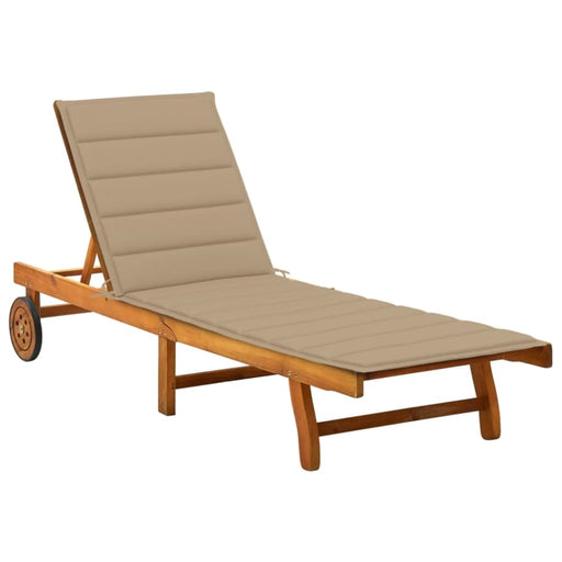 Garden Sun Lounger With Cushion Solid Acacia Wood Tblotai