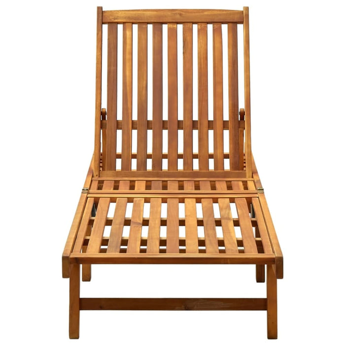 Garden Sun Lounger With Cushion Solid Acacia Wood Tblotal