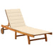 Garden Sun Lounger With Cushion Solid Acacia Wood Tblotal