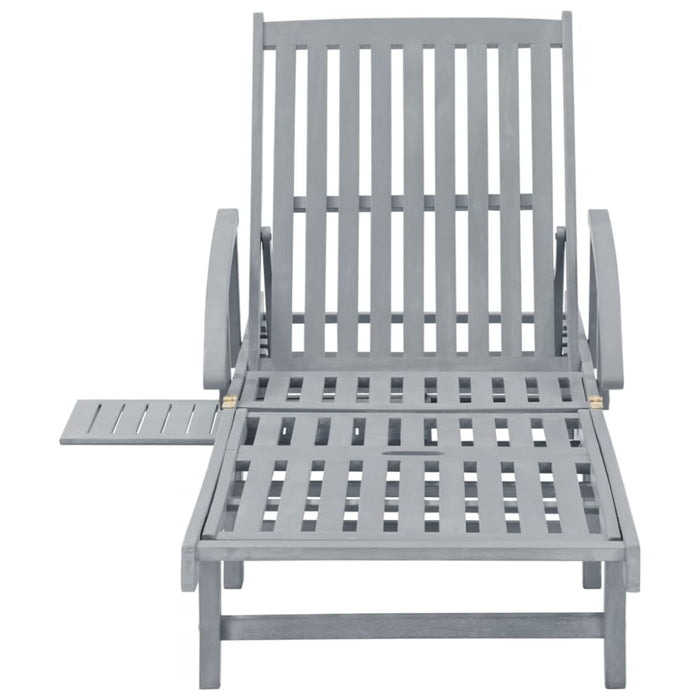 Garden Sun Lounger with Cushion Solid Acacia Wood Tblotao
