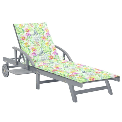 Garden Sun Lounger with Cushion Solid Acacia Wood Tblotao