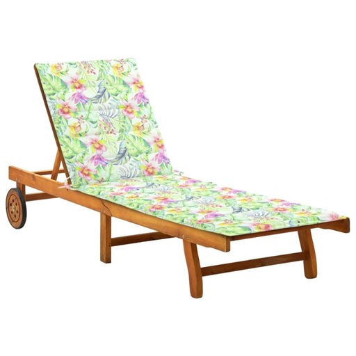 Garden Sun Lounger with Cushion Solid Acacia Wood Tblotpl
