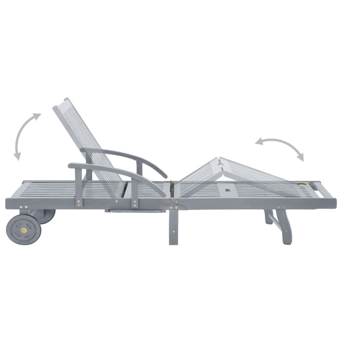 Garden Sun Lounger With Cushion Solid Acacia Wood Tblotto