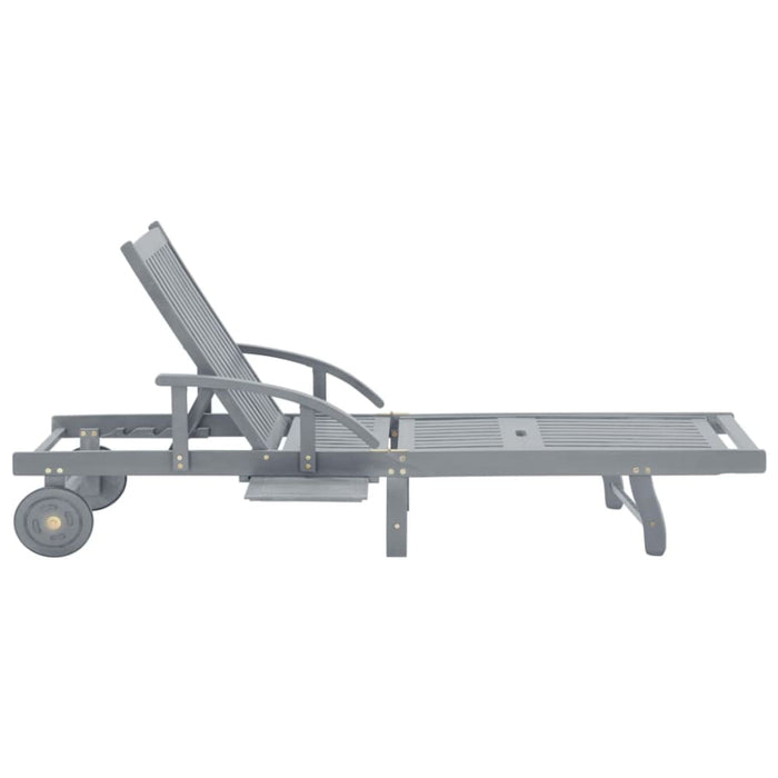 Garden Sun Lounger With Cushion Solid Acacia Wood Tblottx