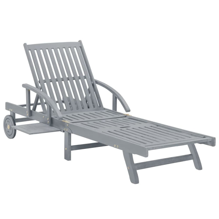 Garden Sun Lounger With Cushion Solid Acacia Wood Tblottx