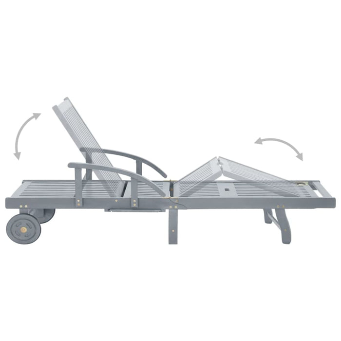 Garden Sun Lounger With Cushion Solid Acacia Wood Tblottx