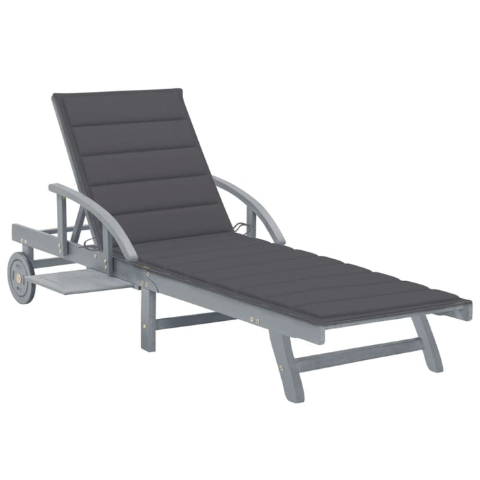 Garden Sun Lounger With Cushion Solid Acacia Wood Tblotxk