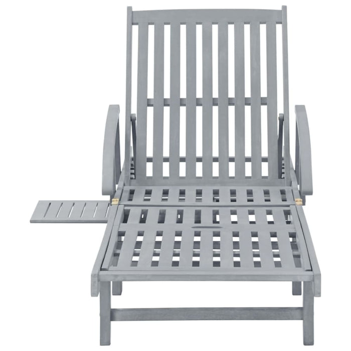 Garden Sun Lounger With Cushion Solid Acacia Wood Tblotxk