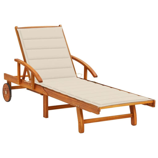 Garden Sun Lounger With Cushion Solid Wood Acacia Tblolba