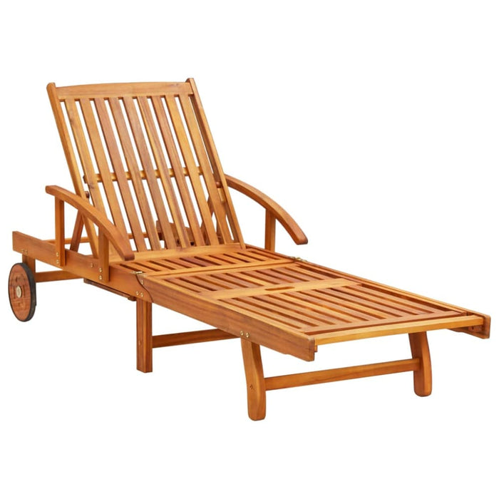 Garden Sun Lounger With Cushion Solid Wood Acacia Tblolbp