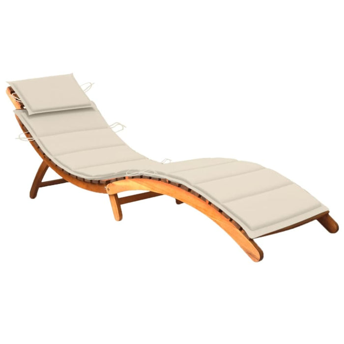 Garden Sun Lounger With Cushion Solid Wood Acacia Tblopia