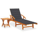Garden Sun Lounger With Table And Cushion Solid Wood Acacia