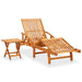 Garden Sun Lounger With Table And Cushion Solid Wood Acacia