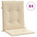 Garden Lowback Chair Cushions 4 Pcs Beige 100x50x3 Cm