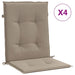 Garden Lowback Chair Cushions 4 Pcs Taupe 100x50x3 Cm