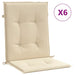 Garden Lowback Chair Cushions 6 Pcs Beige 100x50x3 Cm