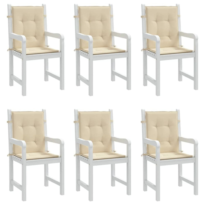 Garden Lowback Chair Cushions 6 Pcs Beige 100x50x3 Cm