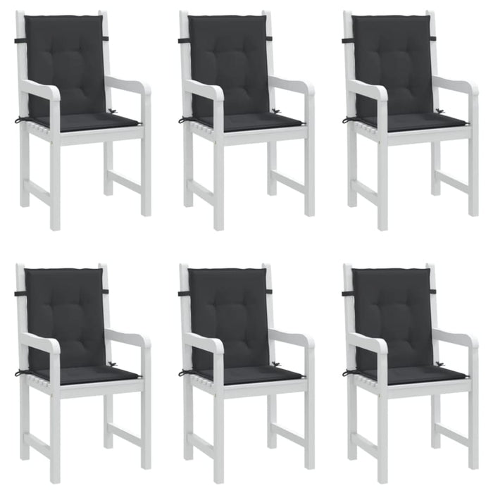 Garden Lowback Chair Cushions 6 Pcs Black 100x50x3 Cm