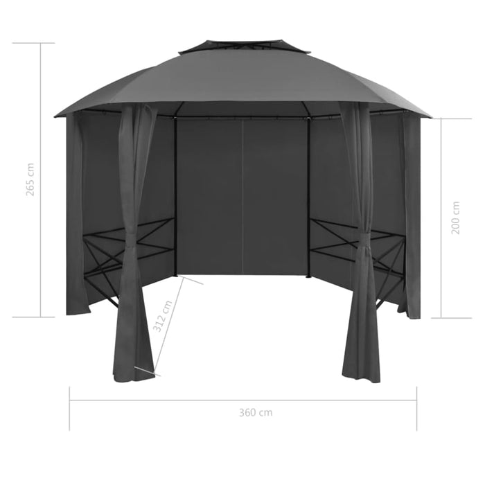 Garden Marquee Pavilion Tent with Curtains Hexagonal