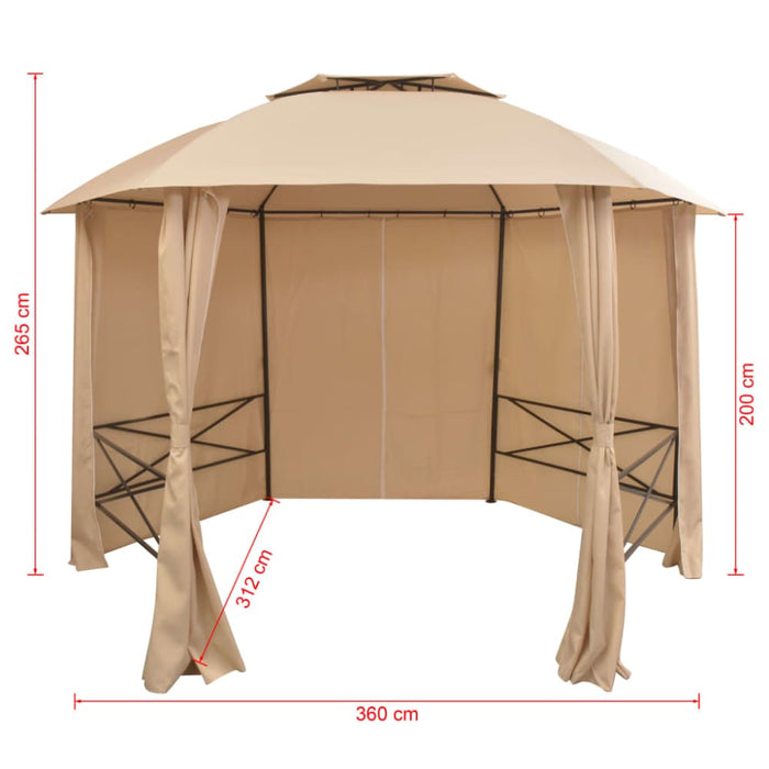 Garden Marquee Pavilion Tent with Curtains Hexagonal