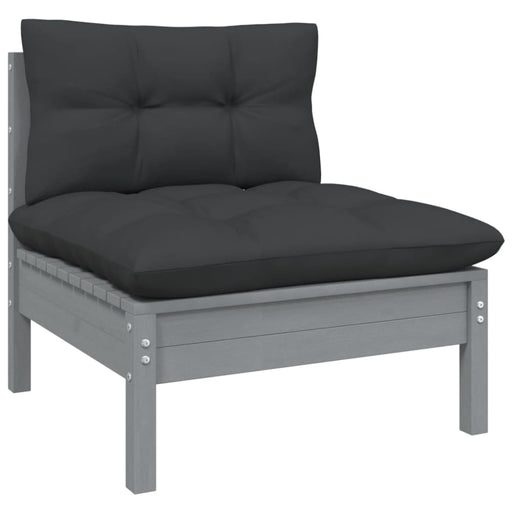 Garden Middle Sofa with Anthracite Cushions Grey Solid
