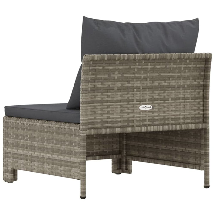 Garden Middle Sofa with Cushion Grey Poly Rattan Tlxlka