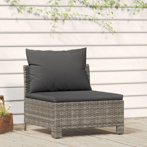 Garden Middle Sofa with Cushion Grey Poly Rattan Tlxlka